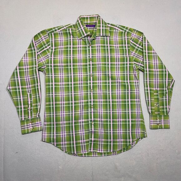 Kuhlman‎ Shirt Men's Medium 40 Medium Plaid Long Sleeve Button Front Green - Picture 1 of 12